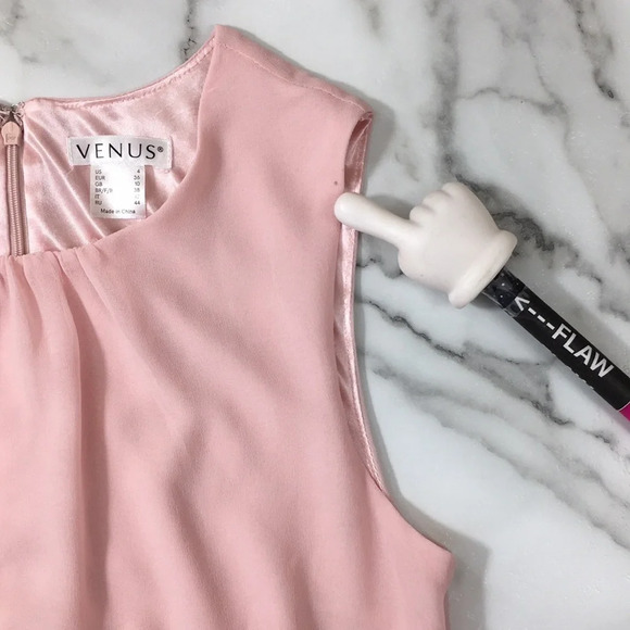 Venus Pink Slip Dress Sleeveless Wrap  Womens 4 Semi Sheer Hi Low Hem‎ Y2K - Picture 10 of 15